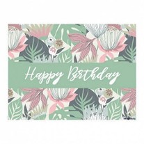 Мини-открытка Happy Birthday цветочный паттерн, 6*8 см, 10 шт